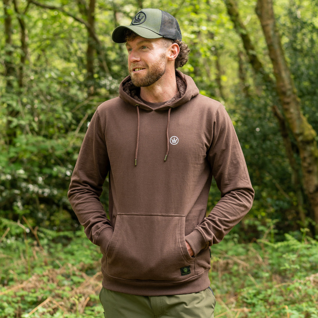 Icon hoodie - Brown with white