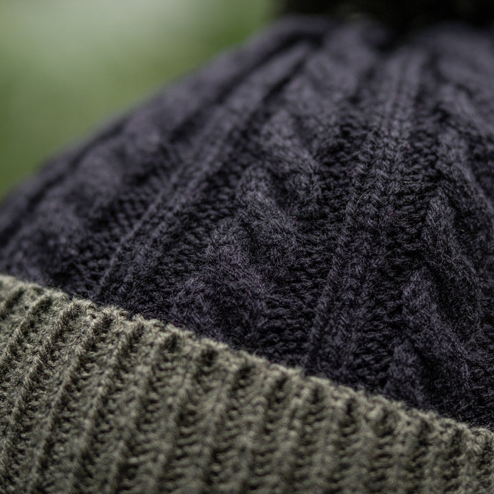 Cable knit bobble beanie