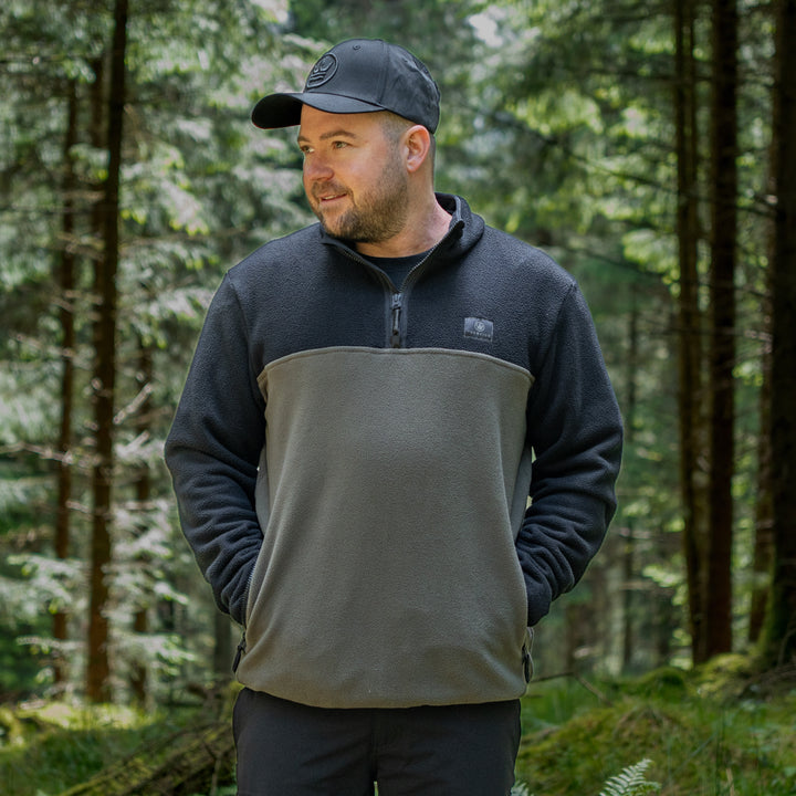 Summer 1/4 Zip Fleece Jumper - Black with Green
