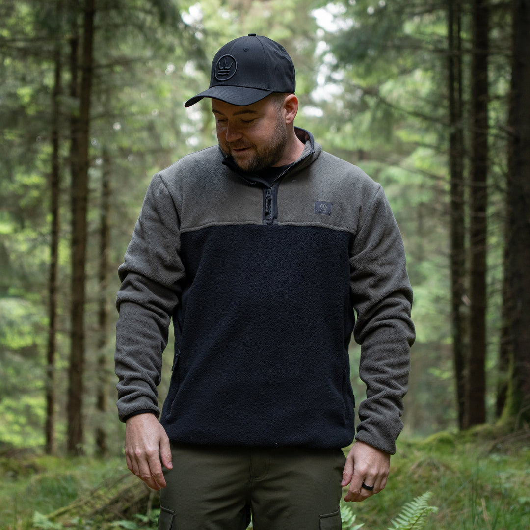Summer 1/4 Zip Fleece Jumper - Green with Black
