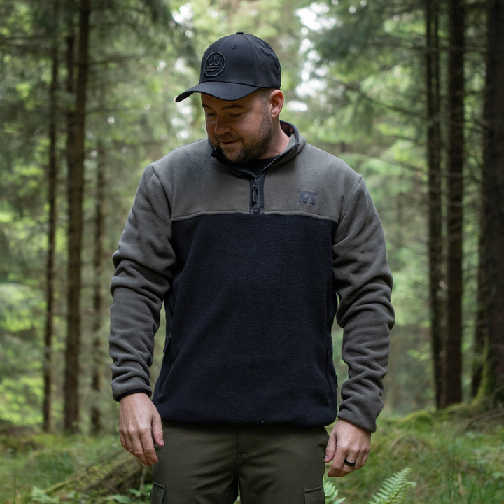 Summer 1/4 Zip Fleece Jumper - Green with Black