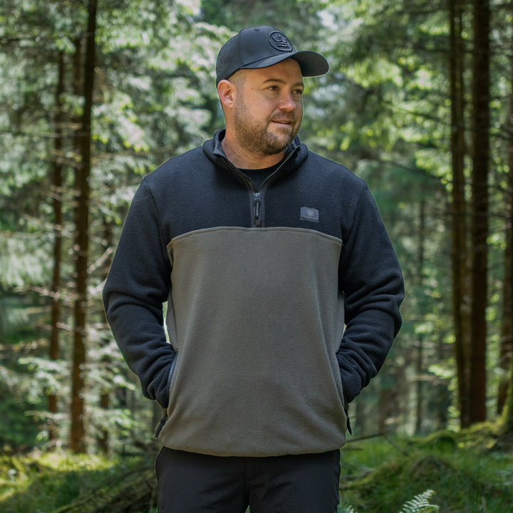 Summer 1/4 Zip Fleece Jumper - Black with Green