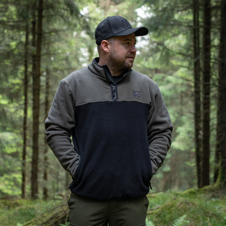 Summer 1/4 Zip Fleece Jumper - Green with Black