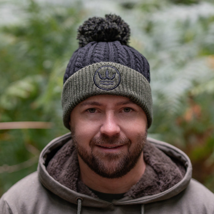 Cable knit bobble beanie