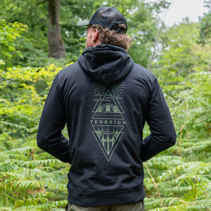 M - Tri-Angler Hoodie - Black with Green - SS