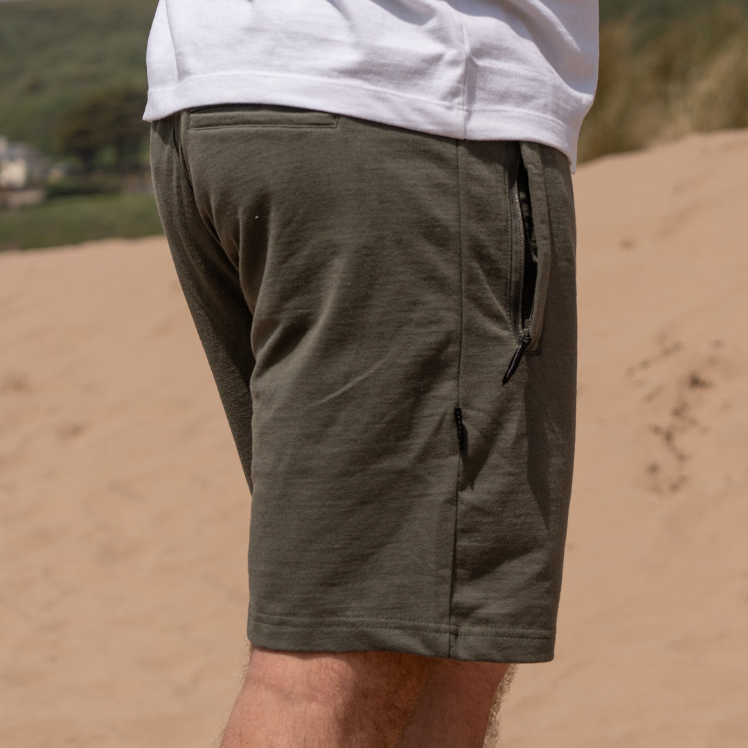 Green Jogger Shorts - With zip pockets