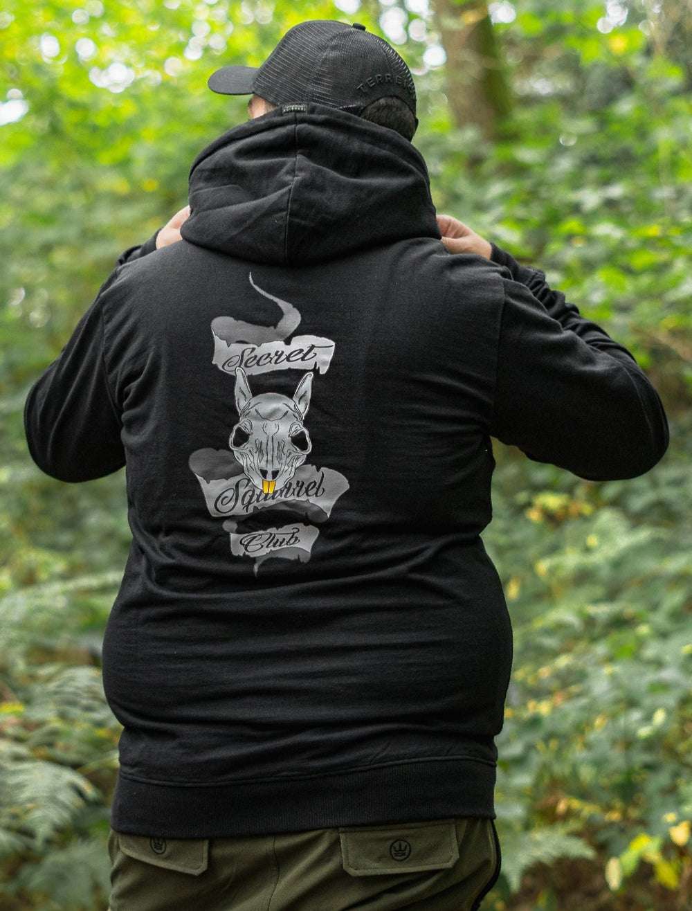 Black Secret Squirrel Club Squirrel Skull Hoodie - by Carpit