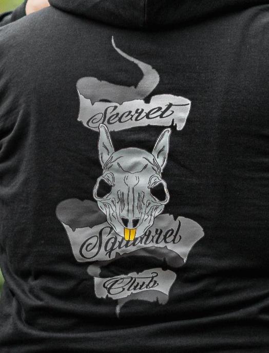 Black Secret Squirrel Club Squirrel Skull Hoodie - by Carpit