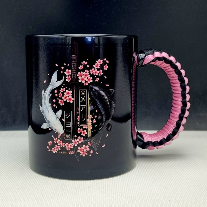 Signature Black Mug - Pink Koi Blossom