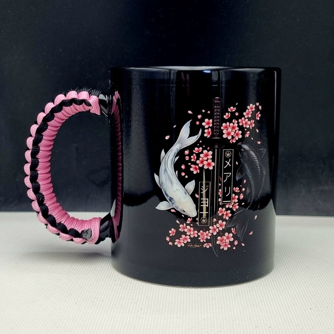 Signature Black Mug - Pink Koi Blossom