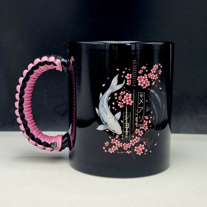 Signature Black Mug - Pink Koi Blossom
