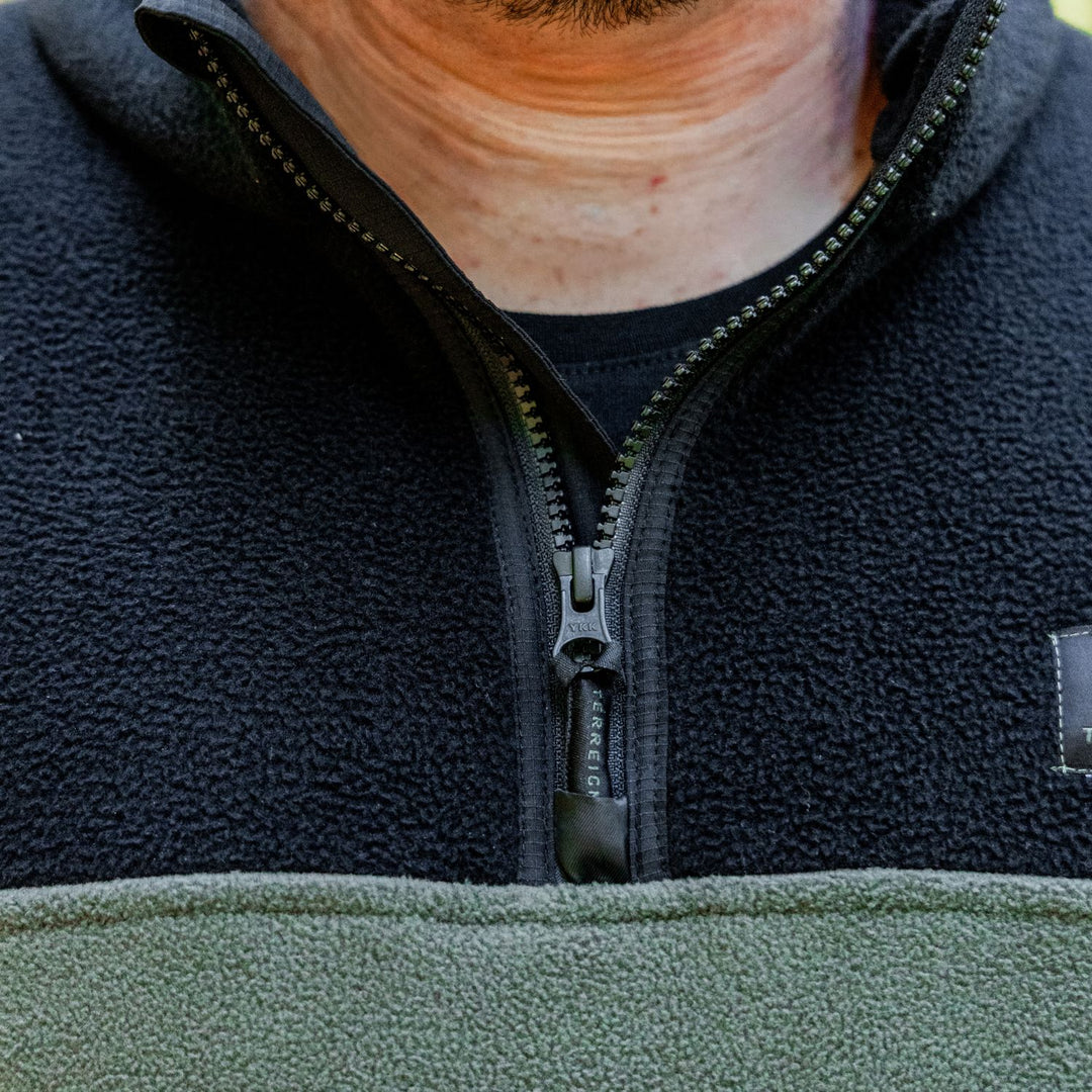 Summer 1/4 Zip Fleece Jumper - Black with Green