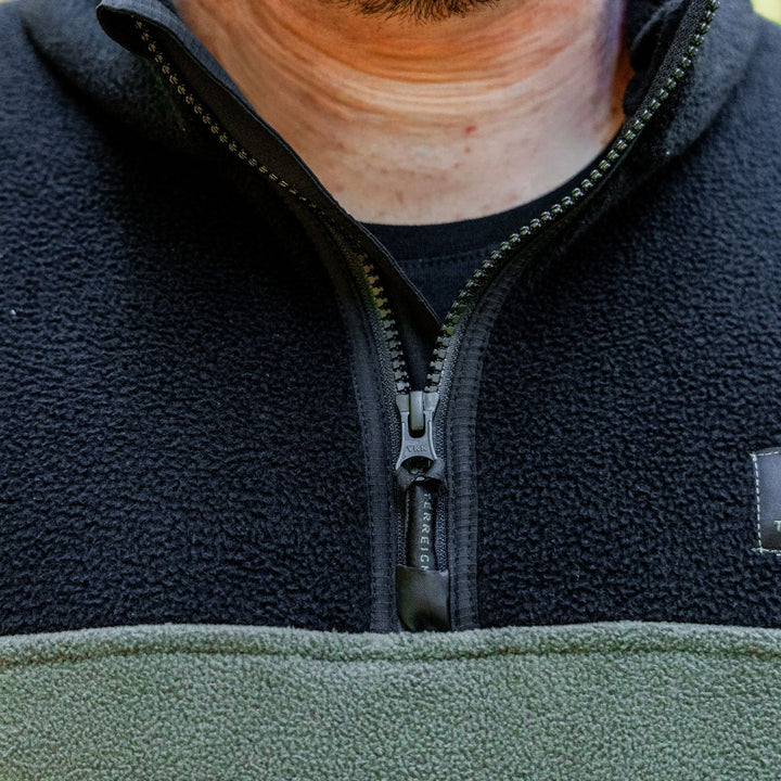 Summer 1/4 Zip Fleece Jumper - Black with Green