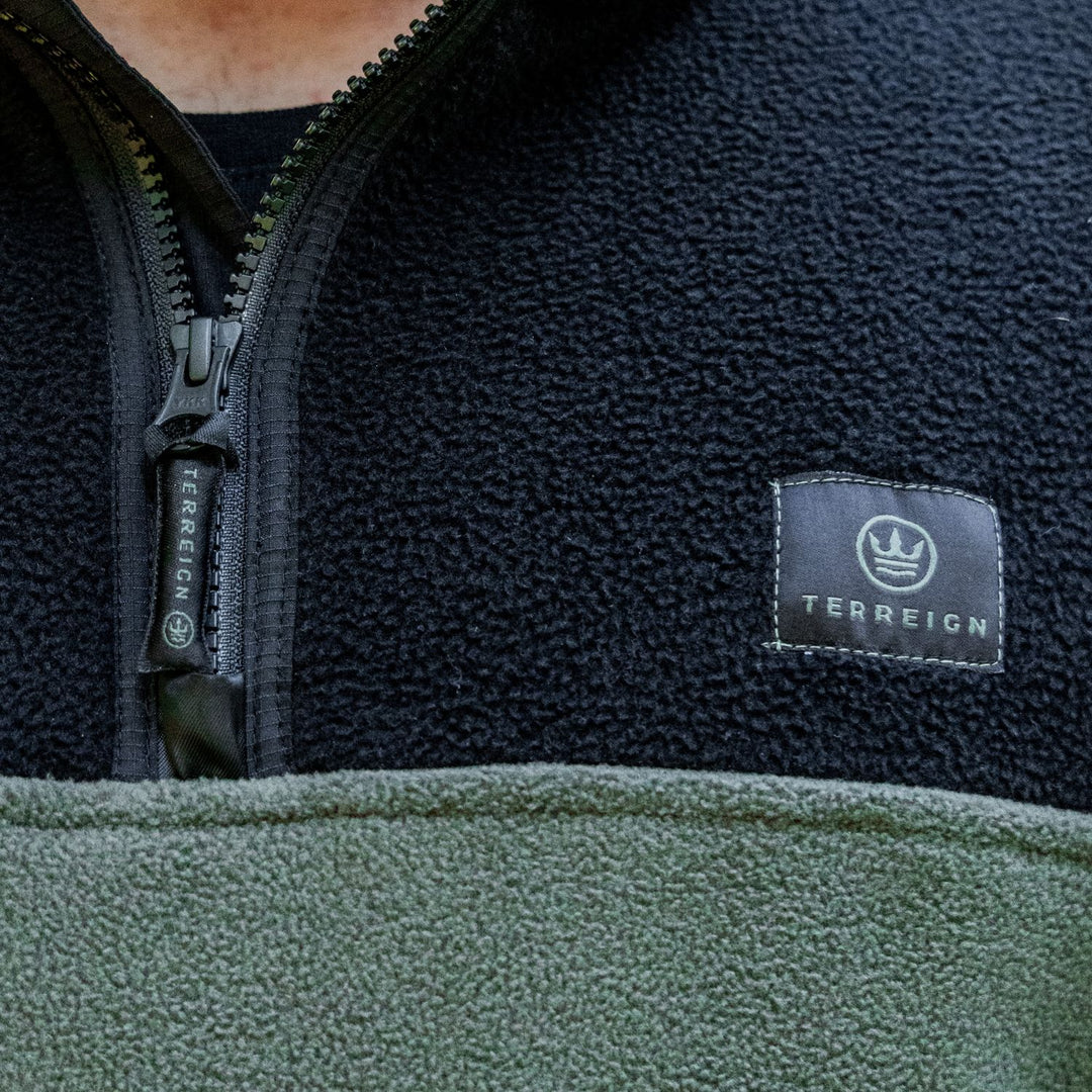 Summer 1/4 Zip Fleece Jumper - Black with Green