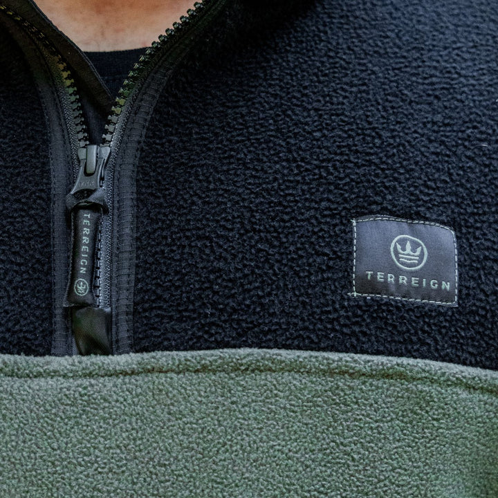 Summer 1/4 Zip Fleece Jumper - Black with Green
