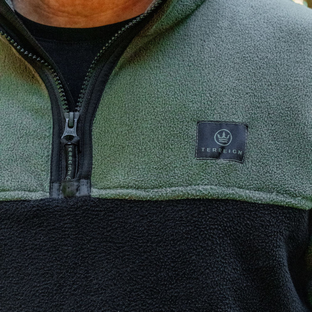 Summer 1/4 Zip Fleece Jumper - Green with Black