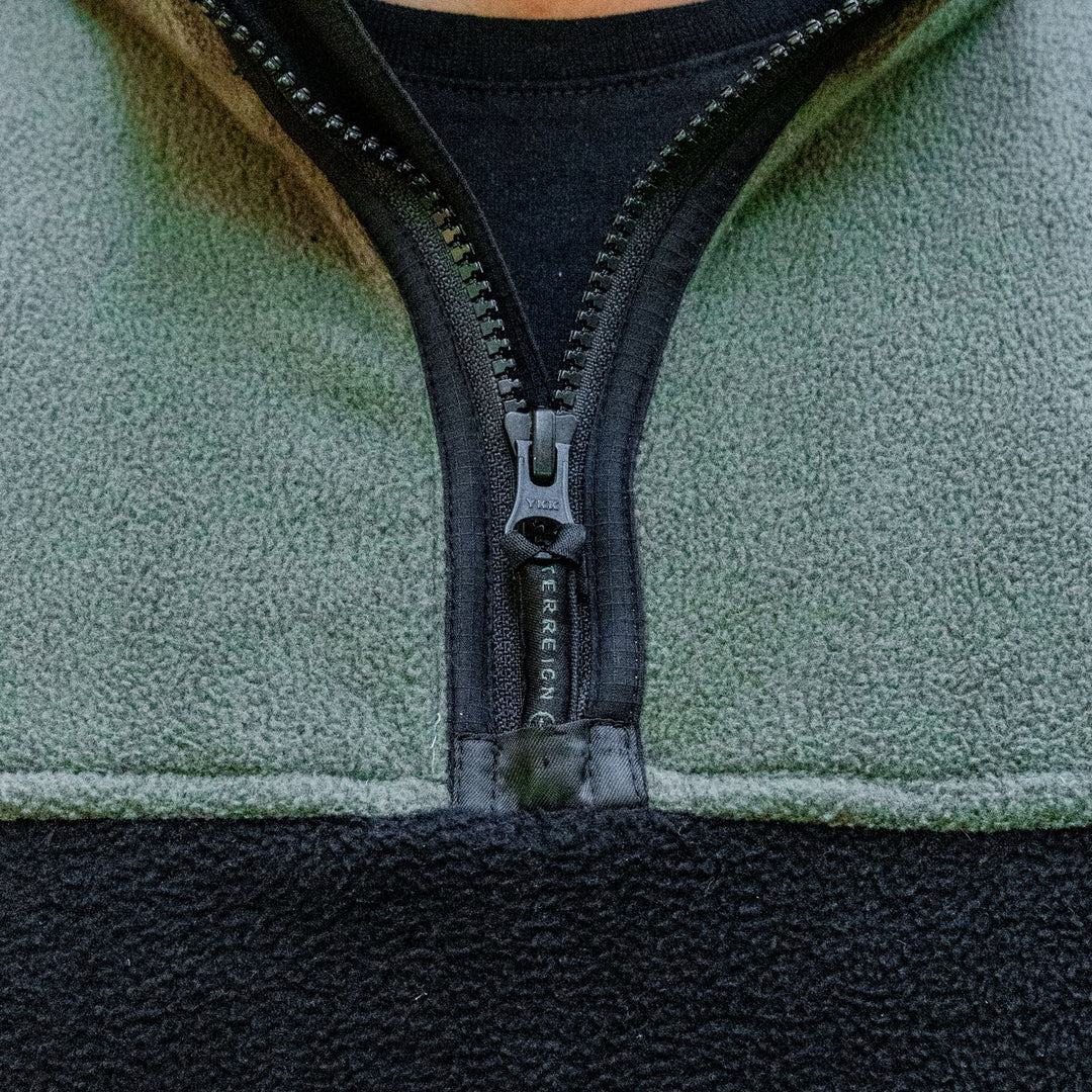 Summer 1/4 Zip Fleece Jumper - Green with Black