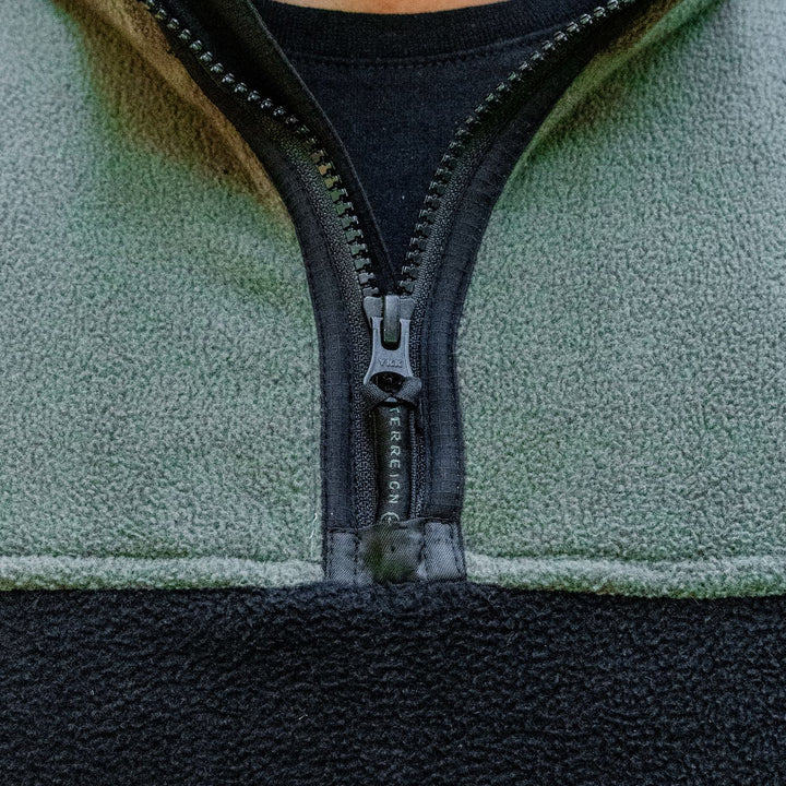 Summer 1/4 Zip Fleece Jumper - Green with Black