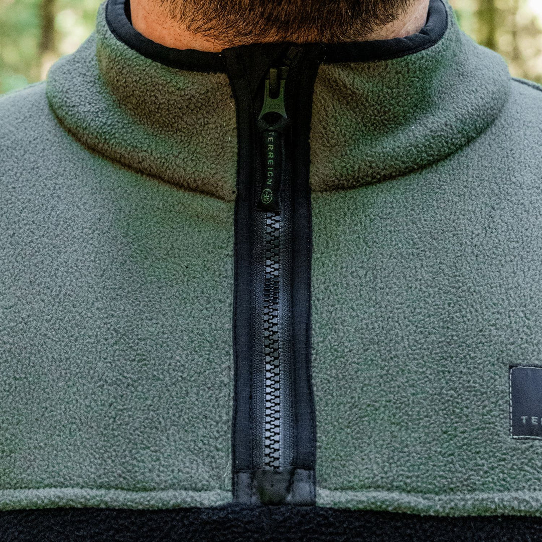 Summer 1/4 Zip Fleece Jumper - Green with Black