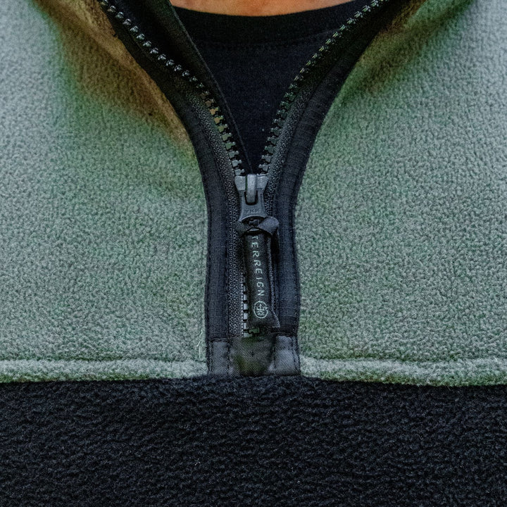 Summer 1/4 Zip Fleece Jumper - Green with Black
